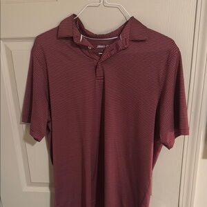 Men's Striped Polo Shirt - Red